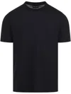 Giorgio Armani Classic Crew Neck T-shirt In Virgin Wool In Blue