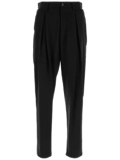 Giorgio Armani Tapered Wool Trousers In Blue