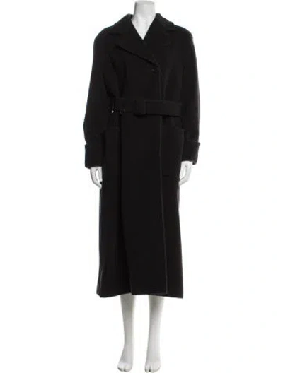 Pre-owned Giorgio Armani Wool Trench Coat In Black