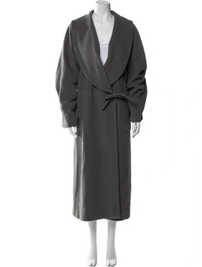 Pre-owned Giorgio Armani Wool Trench Coat In Gray