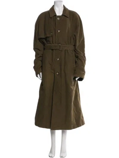Pre-owned Giorgio Armani Wool Trench Coat In Green