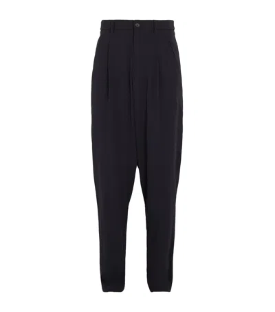 Giorgio Armani Tapered Wool Trousers In Blue