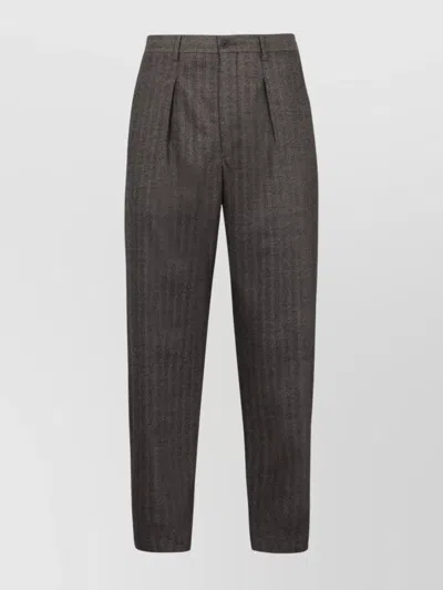 Giorgio Armani Wool Trousers With Belt Loops And Pockets In Brown