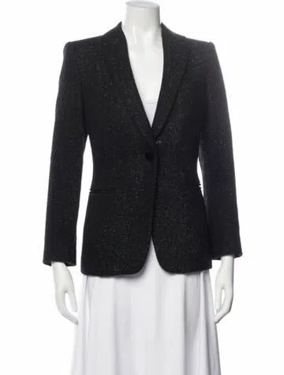 Pre-owned Giorgio Armani Wool Tweed Pattern Blazer In Black