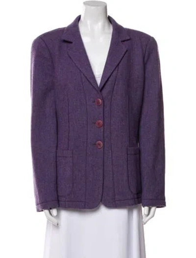 Pre-owned Giorgio Armani Wool Tweed Pattern Coat In Purple