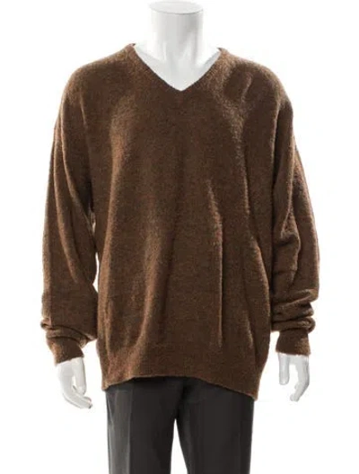 Pre-owned Giorgio Armani Wool V-neck Cardigan In Brown