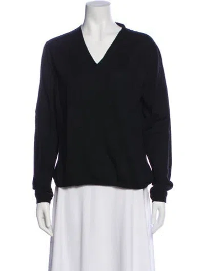 Pre-owned Giorgio Armani Wool V-neck Sweater In Black