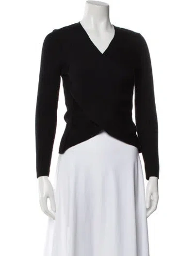 Pre-owned Giorgio Armani Wool V-neck Sweater In Black