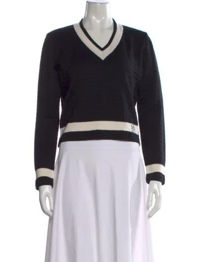 Pre-owned Giorgio Armani Wool V-neck Sweater In Black