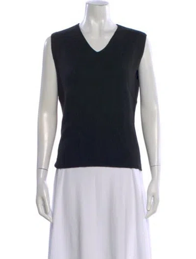 Pre-owned Giorgio Armani Wool V-neck Sweater In Black