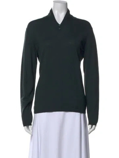 Pre-owned Giorgio Armani Wool V-neck Sweater In Green