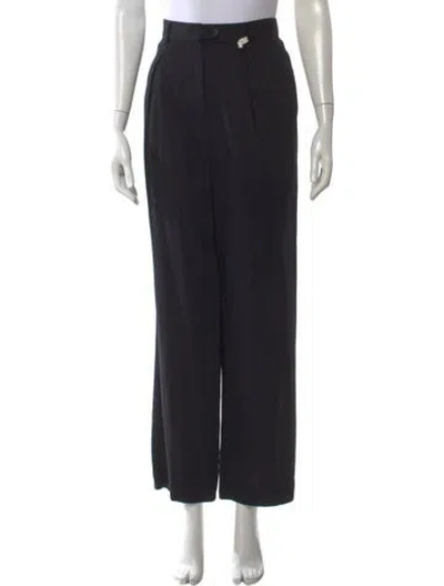 Pre-owned Giorgio Armani Wool Wide Leg Pants In Black