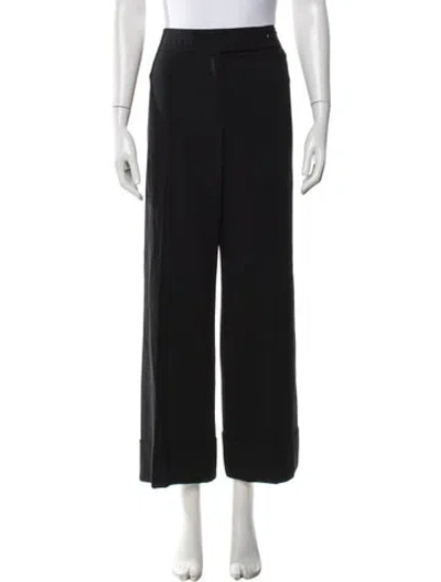 Pre-owned Giorgio Armani Wool Wide Leg Pants In Black
