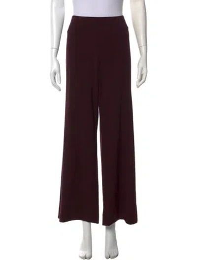 Pre-owned Giorgio Armani Wool Wide Leg Pants In Burgundy