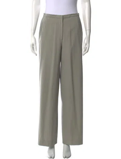 Pre-owned Giorgio Armani Wool Wide Leg Pants In Green/grey