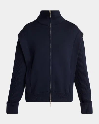 Giorgio Armani Wool-blend Blouson Jacket In Black