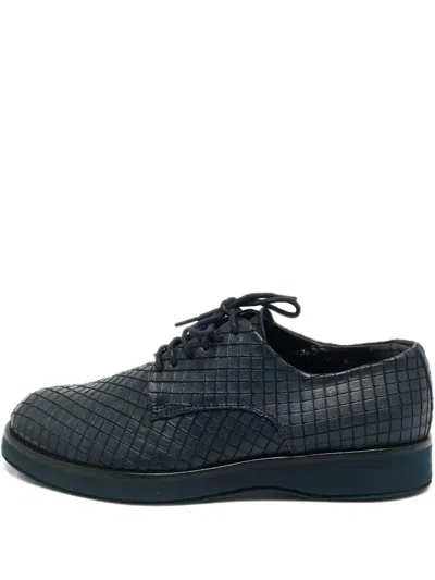 Pre-owned Giorgio Armani Woven Leather Low-top Shoes In Blue