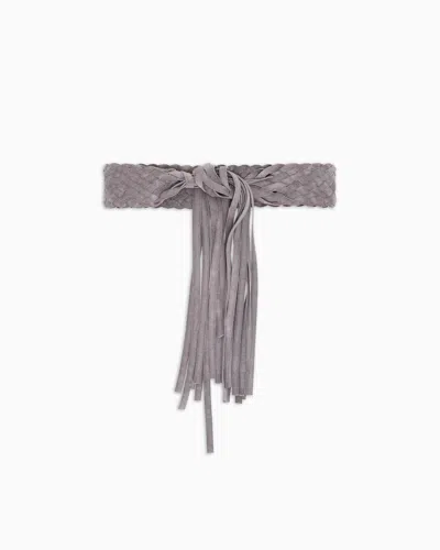 Giorgio Armani Woven Suede Belt In Gray