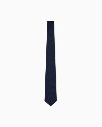 Giorgio Armani Woven Tie In Silk And Acrylic In Black