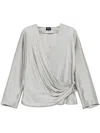 Giorgio Armani Wrap Design Shirt With Draped Detailing In Gray