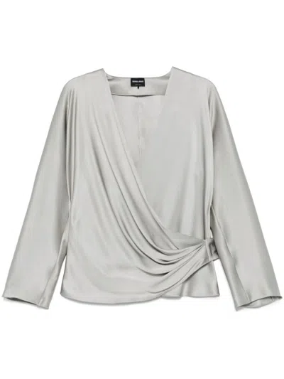 GIORGIO ARMANI WRAP DESIGN SHIRT WITH DRAPED DETAILING
