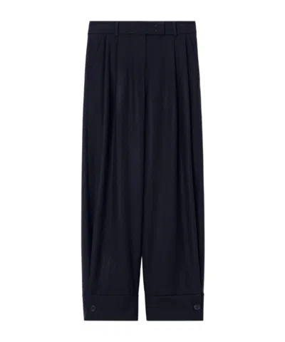 Giorgio Armani X Alanui Giorgio Armani For Alanui Pure Virgin Wool Trousers With Pleats In Blue
