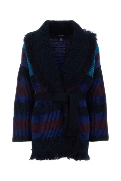 Giorgio Armani X Alanui Embroidered Cashmere-blend Cardigan In Blue