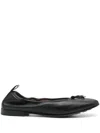 Giorgio Armani Debossed Logo Leather Ballerina Shoes In Black