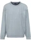 Giorgio Armani Crew-neck Sweatshirt In Chevron Silk And Cotton In Blue