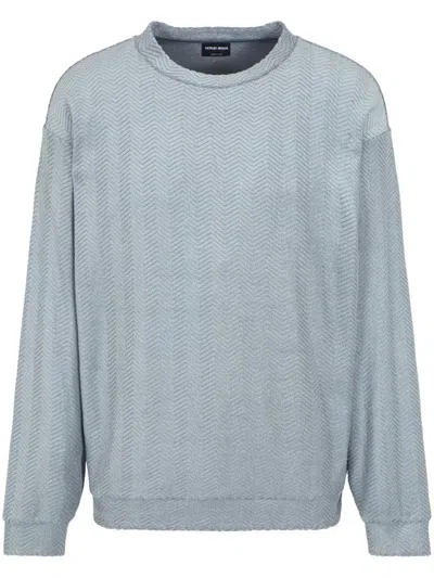 GIORGIO ARMANI ZIGZAG EMBROIDERED SWEATER
