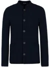 Giorgio Armani Zigzag-embroidery Buttoned Cardigan In Blau