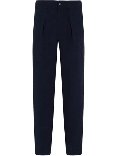 Giorgio Armani Zigzag-pattern Trousers In Blue