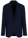 Giorgio Armani Zigzag-print Single-breasted Blazer In Blue