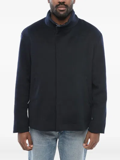 Giorgio Armani Zip-front Reversible Jacket In Blue