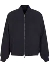 Giorgio Armani Zip-up Crinkled Bomber Jacket In Ubwf Blue