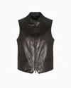 Giorgio Armani Zip-up Gilet In Plonge Nappa Calfskin In Black