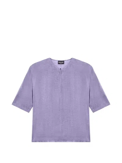 Giorgio Armani Zip-fastening Short-sleeve Blouse In Purple