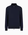 Giorgio Armani Official Store Pure Cashmere Zip-up Cardigan In Navy Blue