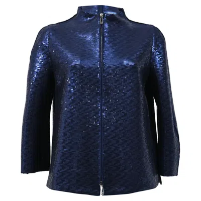 Giorgio Armani Zipped Jacket In Blue Sequins