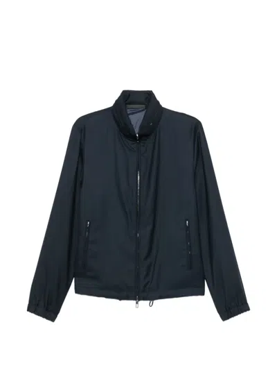 Giorgio Armani Zip-up High-neck Jacket In Blue