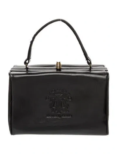 Pre-owned Giorgio Beverly Hills Leather Top Handle Bag In Black