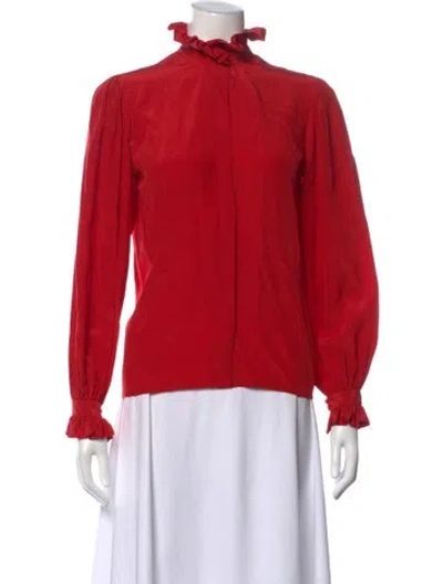 Pre-owned Giorgio Beverly Hills Silk Long Sleeve Blouse In Red