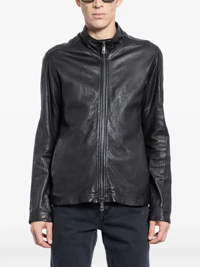 Giorgio Brato Begetable Tanned Biker Jacket In Black
