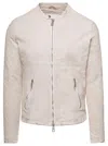 Giorgio Brato Beige Jacket With Two-way Zip In Leather Man In Beige
