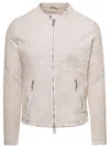 Giorgio Brato Beige Jacket With Two-way Zip In Leather Man