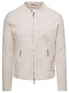 Giorgio Brato Beige Jacket With Two-way Zip In Leather Man In Neutral