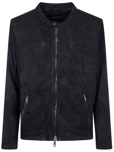 Giorgio Brato Stretch Biker Jacket In Blue