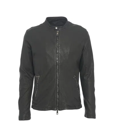 Giorgio Brato Black Leather Jacket With Stand-up Collar