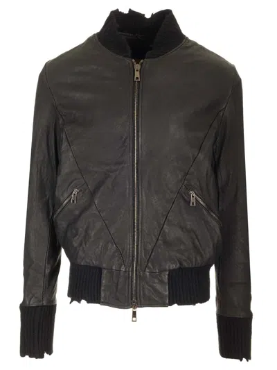 Giorgio Brato Bomber Brushed Vegetal Lamb Leather In Black