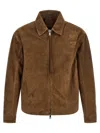 Giorgio Brato Suede Jacket Buttoned Cuffs Elasticated Hem Collar In Brown